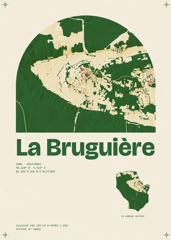 Affiche de La Bruguière, calculée par 123-fr d'après l'IGN