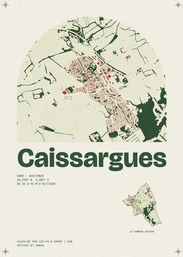 Affiche de Caissargues, calculée par 123-fr d'après l'IGN
