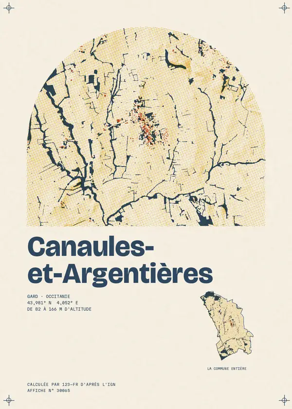 Affiche de Canaules-et-Argentières, calculée par 123-fr d'après l'IGN