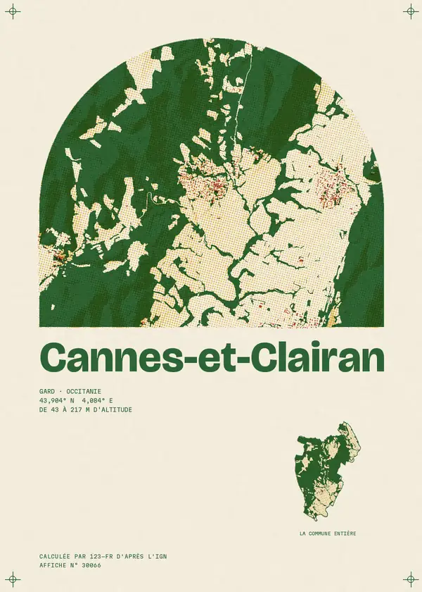 Affiche de Cannes-et-Clairan, calculée par 123-fr d'après l'IGN