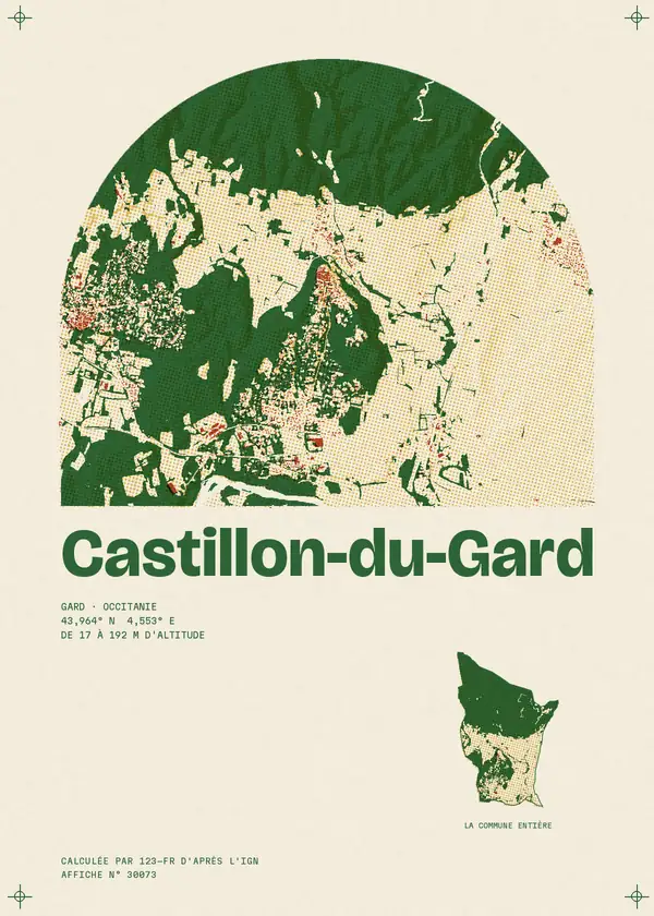 Affiche de Castillon-du-Gard, calculée par 123-fr d'après l'IGN