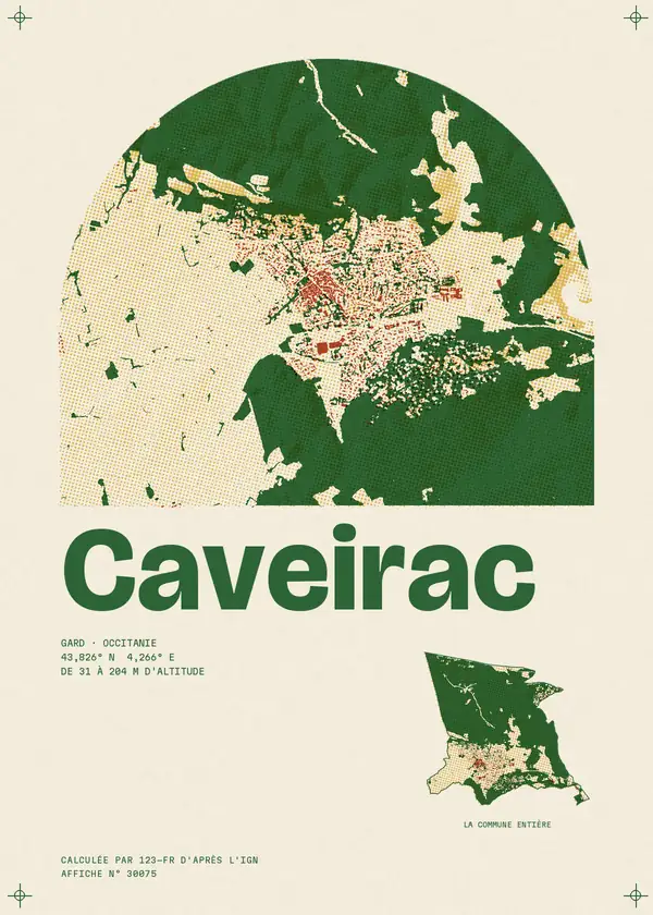 Affiche de Caveirac, calculée par 123-fr d'après l'IGN