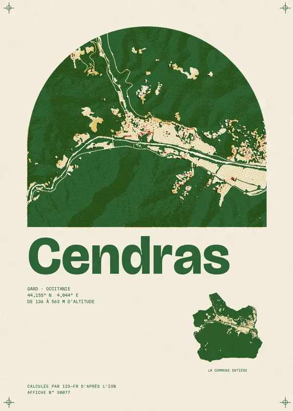 Affiche de Cendras, calculée par 123-fr d'après l'IGN
