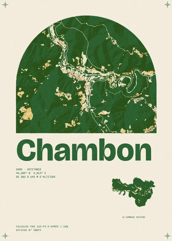 Affiche de Chambon, calculée par 123-fr d'après l'IGN