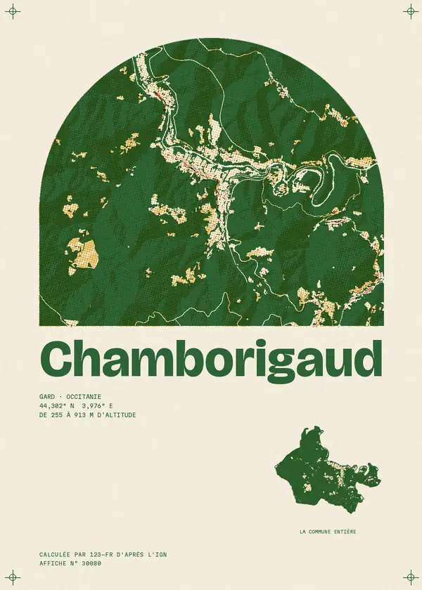 Affiche de Chamborigaud, calculée par 123-fr d'après l'IGN