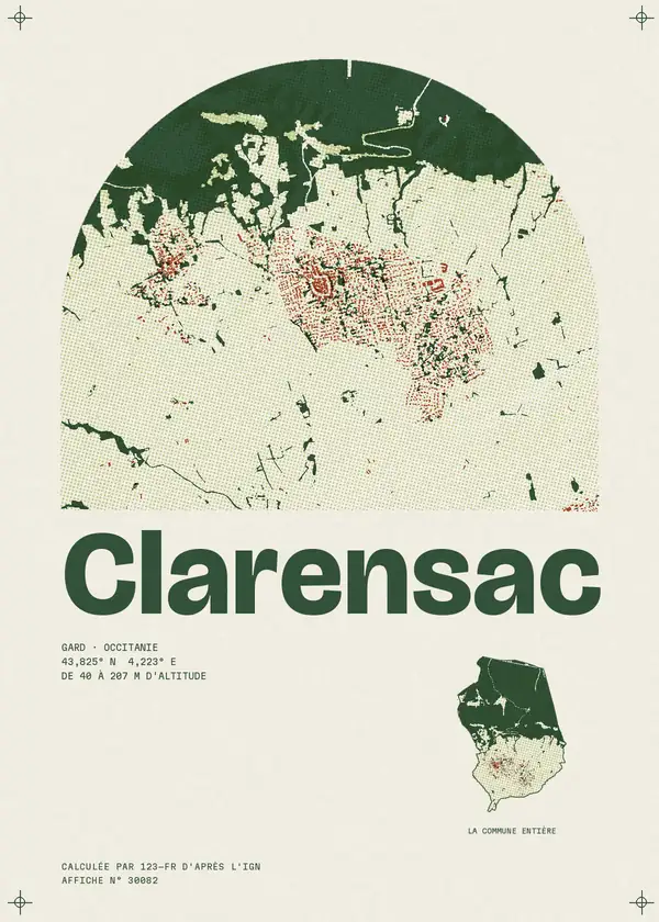 Affiche de Clarensac, calculée par 123-fr d'après l'IGN