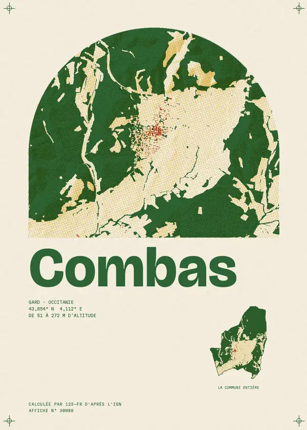 Affiche de Combas, calculée par 123-fr d'après l'IGN