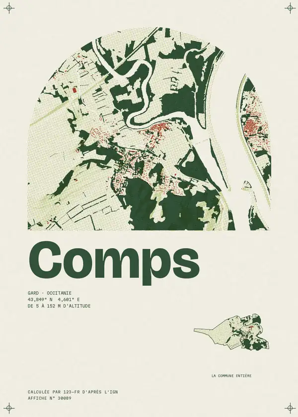 Affiche de Comps, calculée par 123-fr d'après l'IGN
