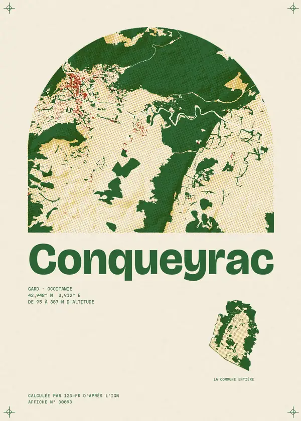 Affiche de Conqueyrac, calculée par 123-fr d'après l'IGN