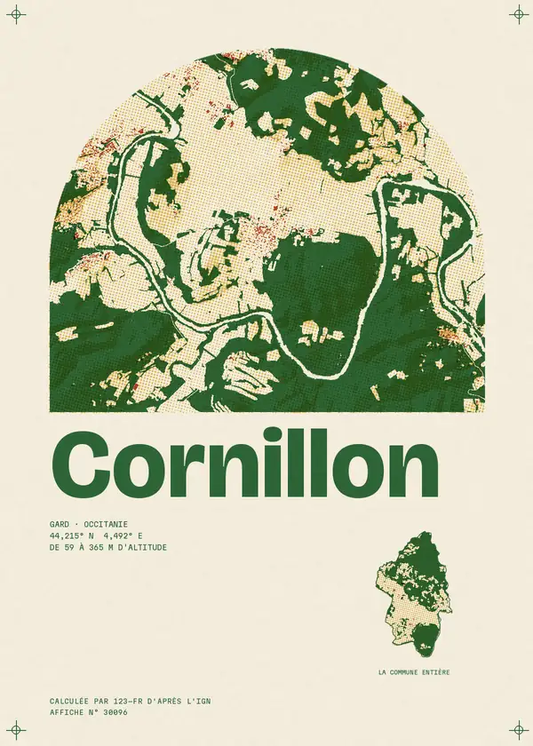 Affiche de Cornillon, calculée par 123-fr d'après l'IGN