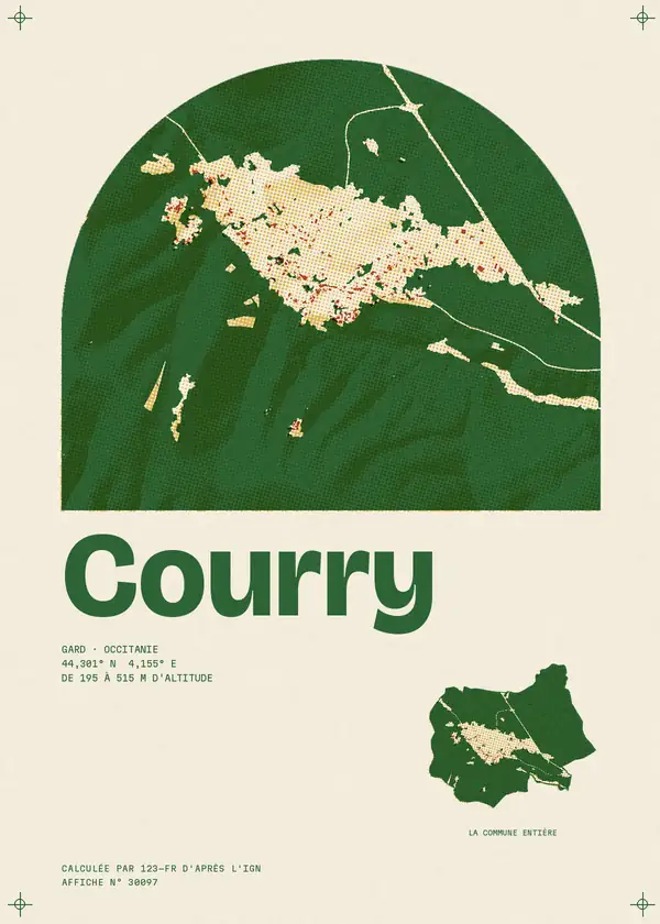 Affiche de Courry, calculée par 123-fr d'après l'IGN