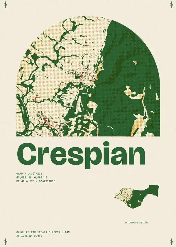 Affiche de Crespian, calculée par 123-fr d'après l'IGN