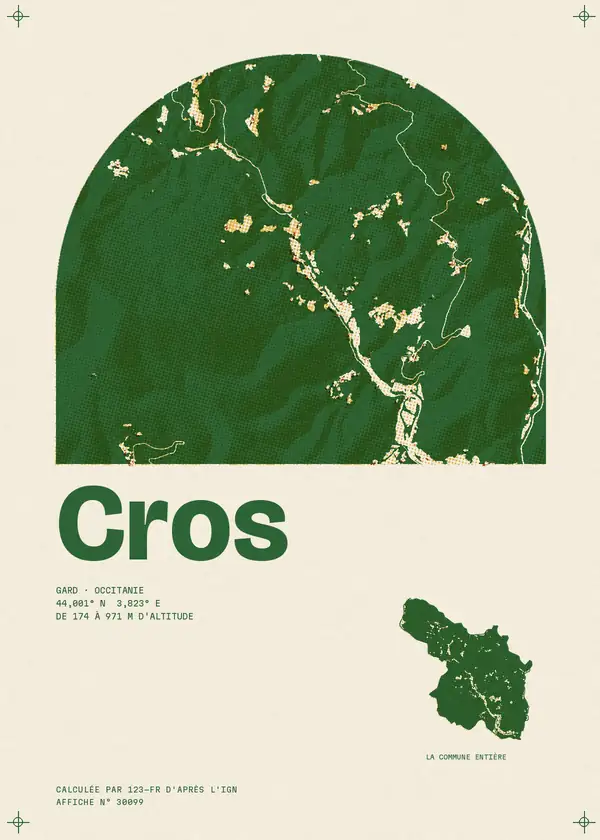 Affiche de Cros, calculée par 123-fr d'après l'IGN