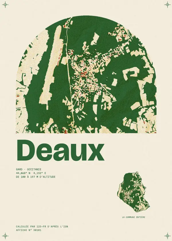 Affiche de Deaux, calculée par 123-fr d'après l'IGN