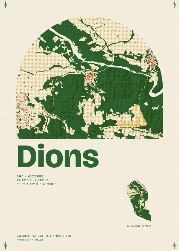 Affiche de Dions, calculée par 123-fr d'après l'IGN