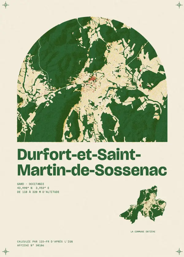 Affiche de Durfort-et-Saint-Martin-de-Sossenac, calculée par 123-fr d'après l'IGN