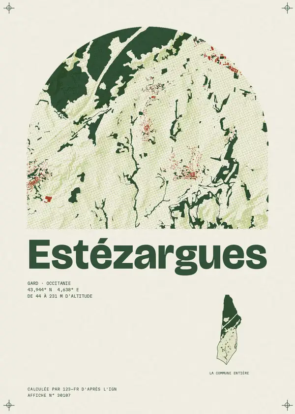 Affiche de Estézargues, calculée par 123-fr d'après l'IGN