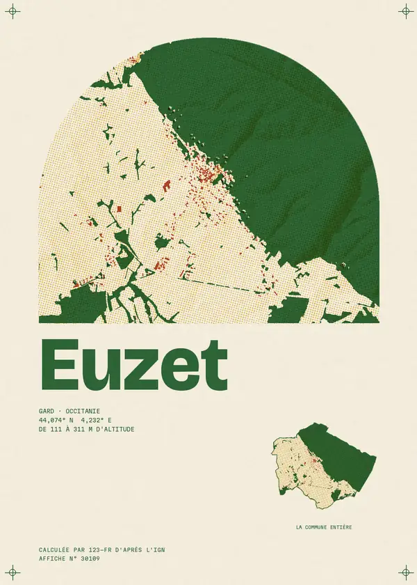 Affiche de Euzet, calculée par 123-fr d'après l'IGN