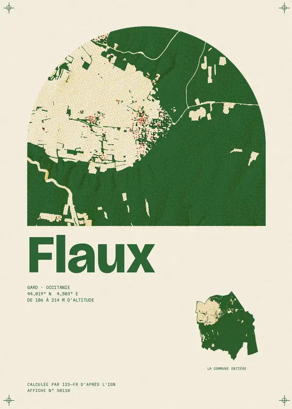 Affiche de Flaux, calculée par 123-fr d'après l'IGN