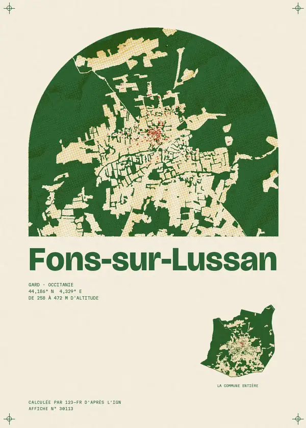 Affiche de Fons-sur-Lussan, calculée par 123-fr d'après l'IGN