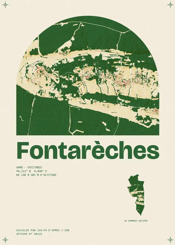 Affiche de Fontarèches, calculée par 123-fr d'après l'IGN