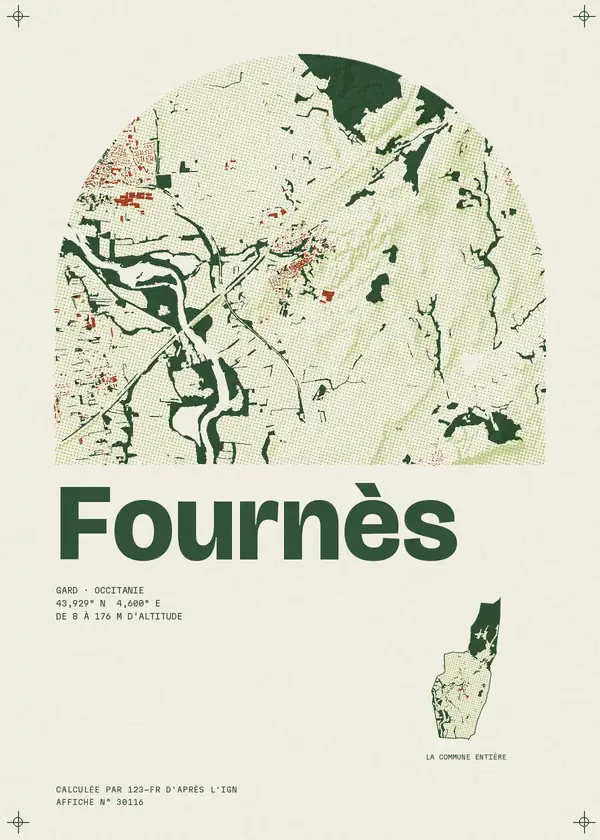 Affiche de Fournès, calculée par 123-fr d'après l'IGN