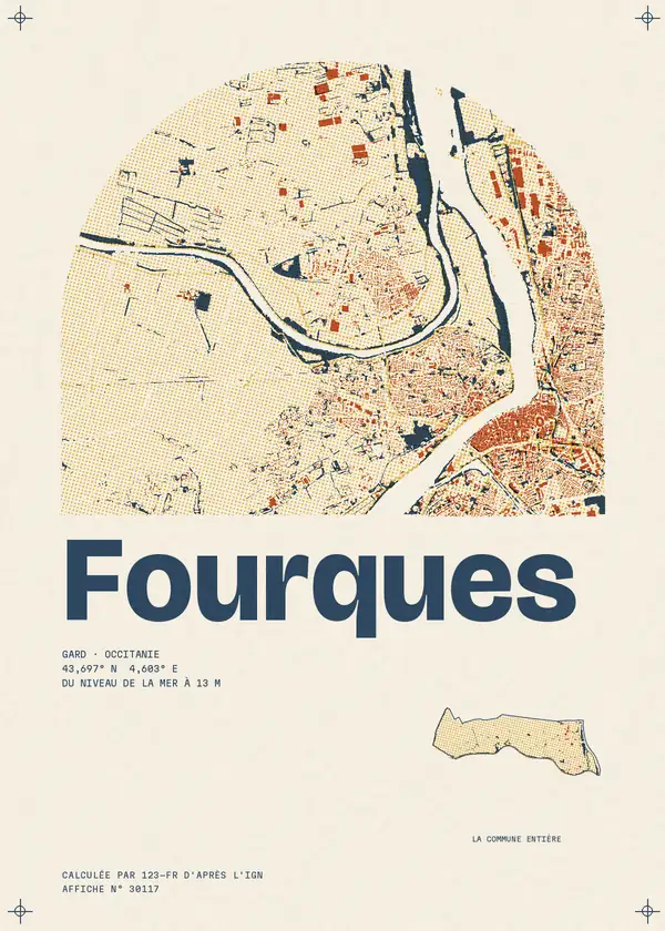 Affiche de Fourques, calculée par 123-fr d'après l'IGN