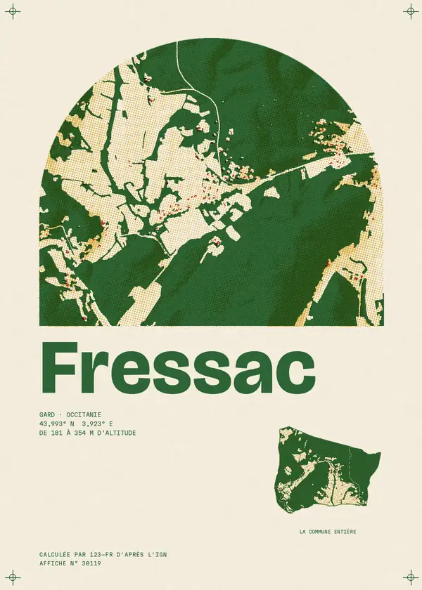 Affiche de Fressac, calculée par 123-fr d'après l'IGN