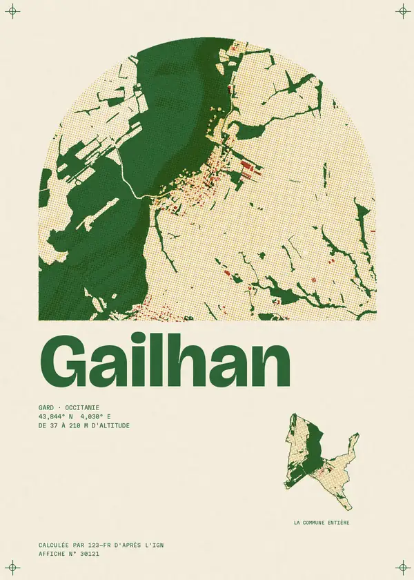 Affiche de Gailhan, calculée par 123-fr d'après l'IGN