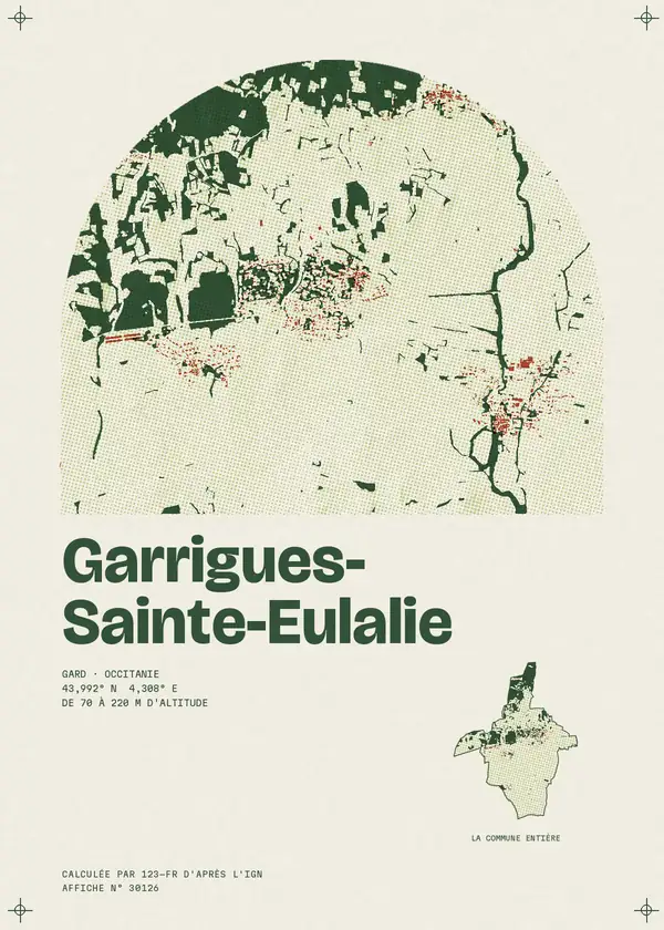 Affiche de Garrigues-Sainte-Eulalie, calculée par 123-fr d'après l'IGN