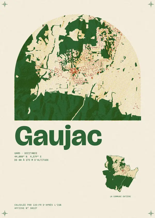 Affiche de Gaujac, calculée par 123-fr d'après l'IGN