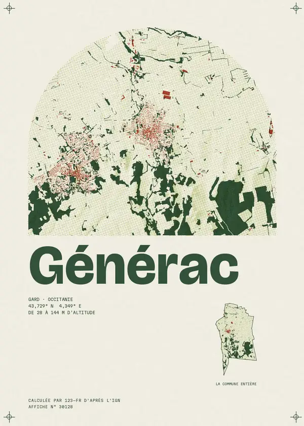Affiche de Générac, calculée par 123-fr d'après l'IGN