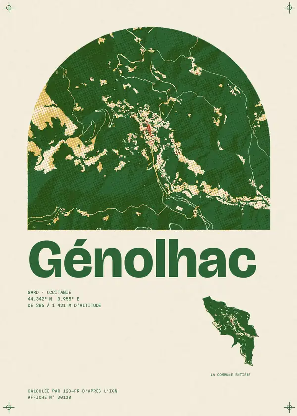 Affiche de Génolhac, calculée par 123-fr d'après l'IGN