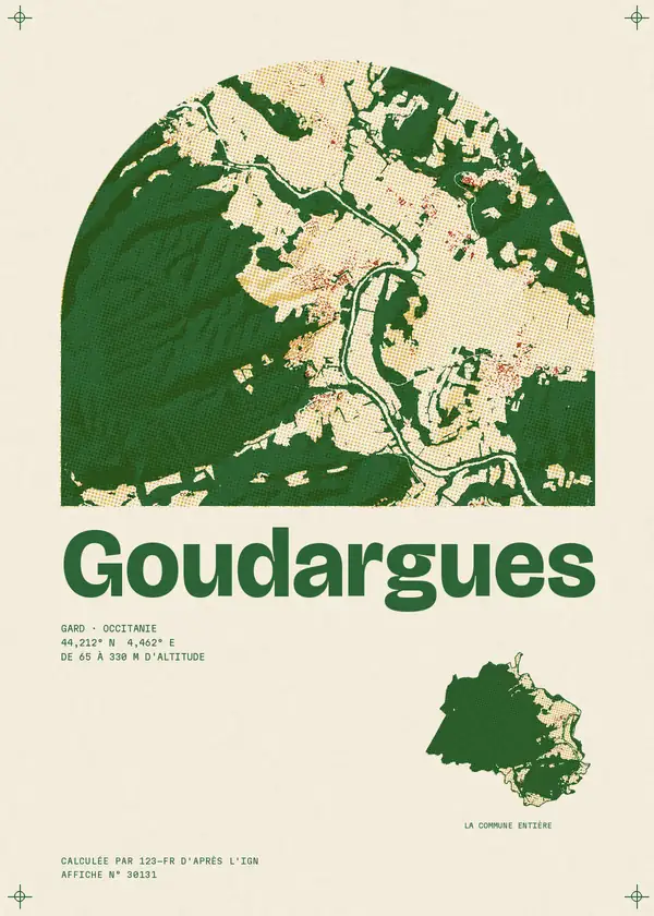 Affiche de Goudargues, calculée par 123-fr d'après l'IGN