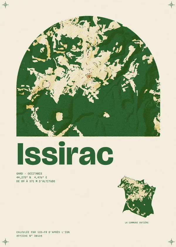 Affiche de Issirac, calculée par 123-fr d'après l'IGN