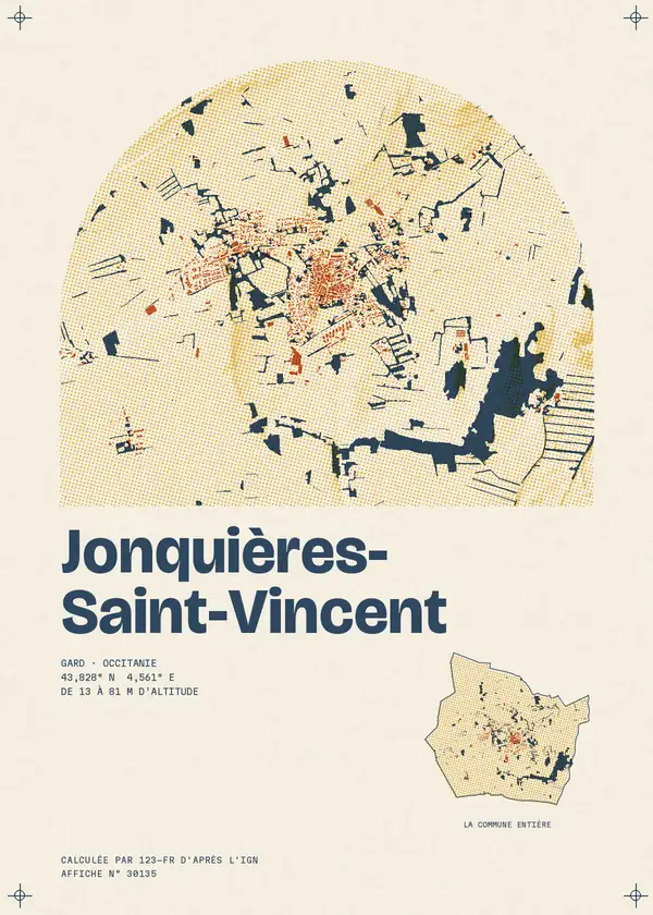 Affiche de Jonquières-Saint-Vincent, calculée par 123-fr d'après l'IGN