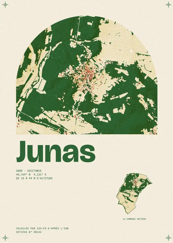 Affiche de Junas, calculée par 123-fr d'après l'IGN