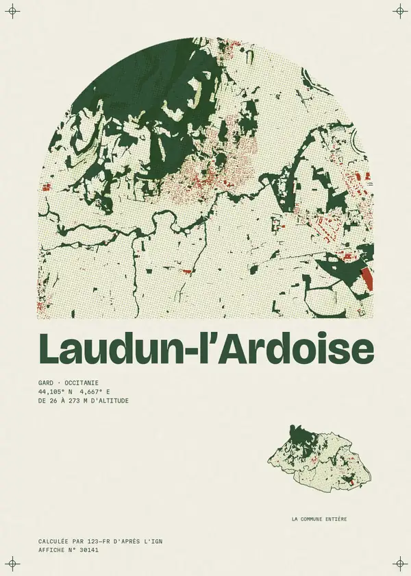 Affiche de Laudun-l'Ardoise, calculée par 123-fr d'après l'IGN