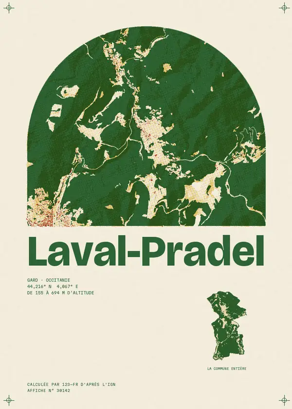 Affiche de Laval-Pradel, calculée par 123-fr d'après l'IGN