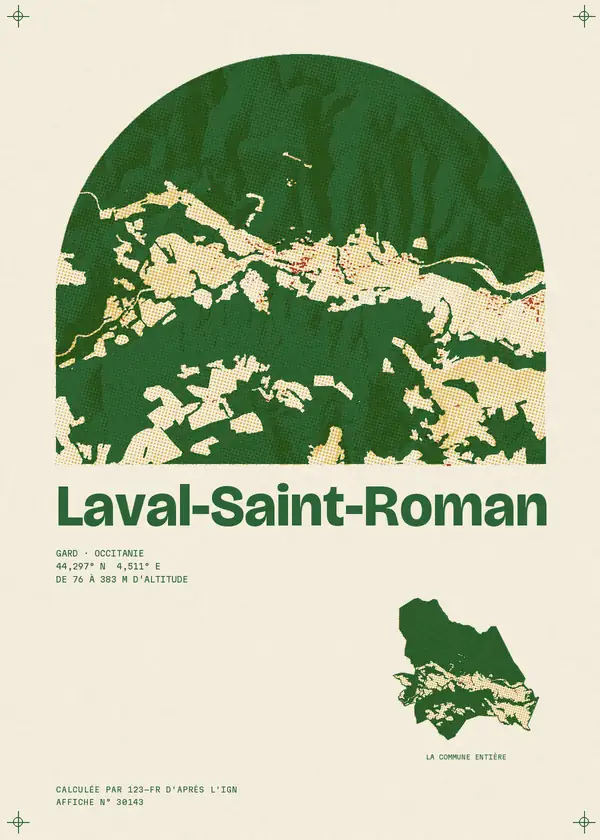 Affiche de Laval-Saint-Roman, calculée par 123-fr d'après l'IGN
