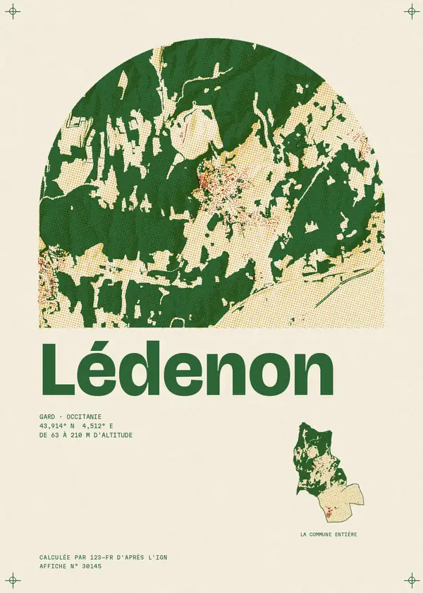 Affiche de Lédenon, calculée par 123-fr d'après l'IGN
