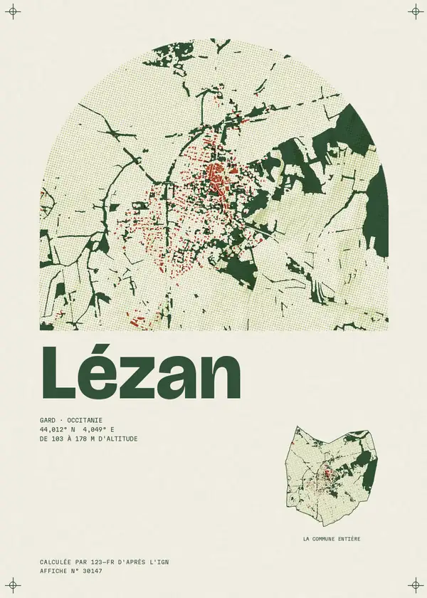 Affiche de Lézan, calculée par 123-fr d'après l'IGN