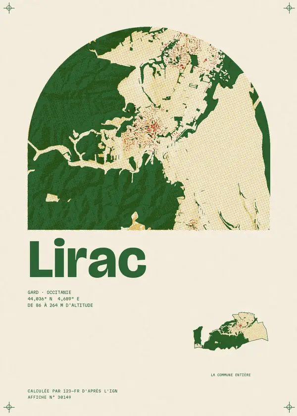 Affiche de Lirac, calculée par 123-fr d'après l'IGN