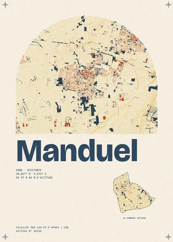 Affiche de Manduel, calculée par 123-fr d'après l'IGN
