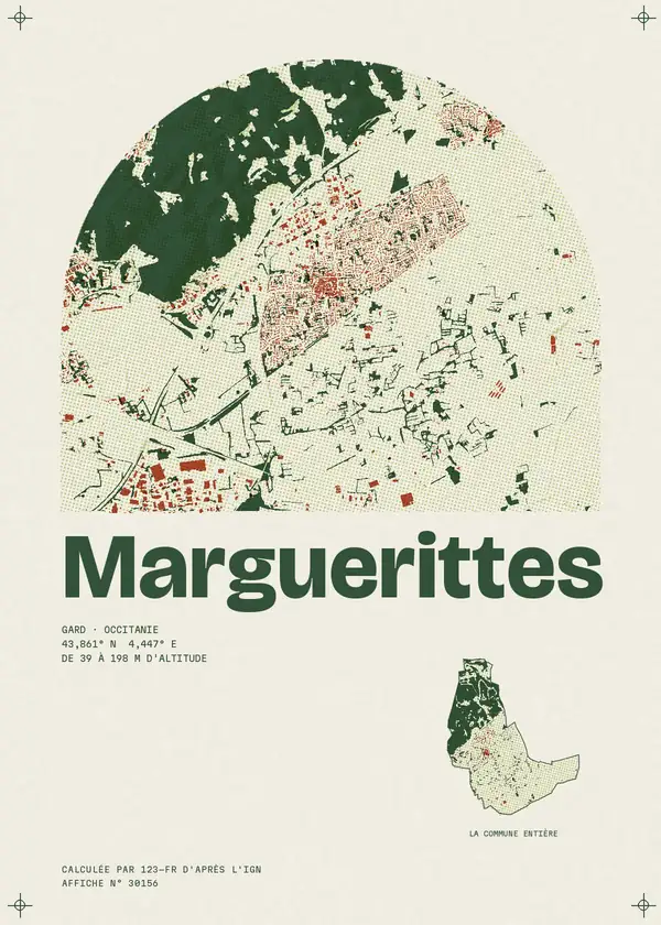 Affiche de Marguerittes, calculée par 123-fr d'après l'IGN