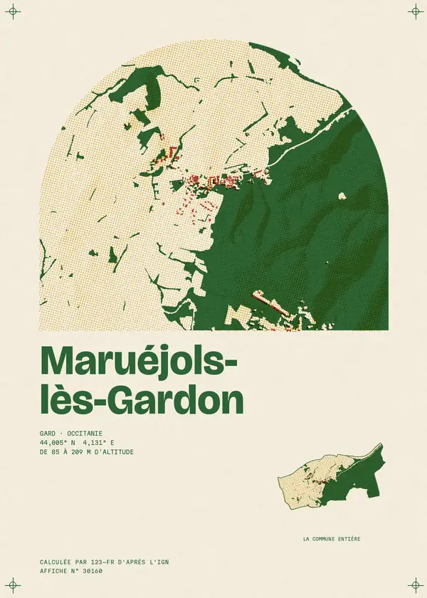 Affiche de Maruéjols-lès-Gardon, calculée par 123-fr d'après l'IGN