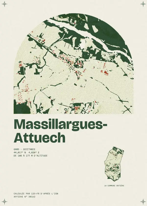 Affiche de Massillargues-Attuech, calculée par 123-fr d'après l'IGN