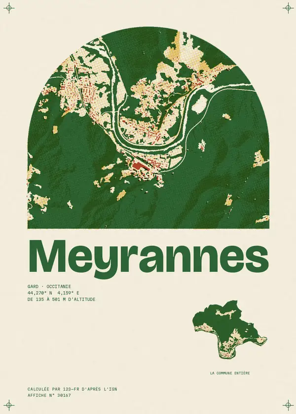 Affiche de Meyrannes, calculée par 123-fr d'après l'IGN