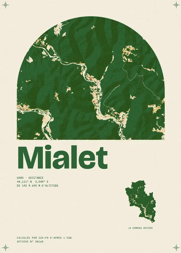 Affiche de Mialet, calculée par 123-fr d'après l'IGN