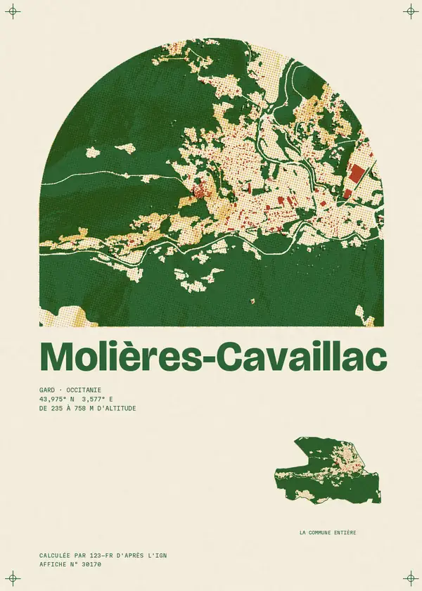 Affiche de Molières-Cavaillac, calculée par 123-fr d'après l'IGN